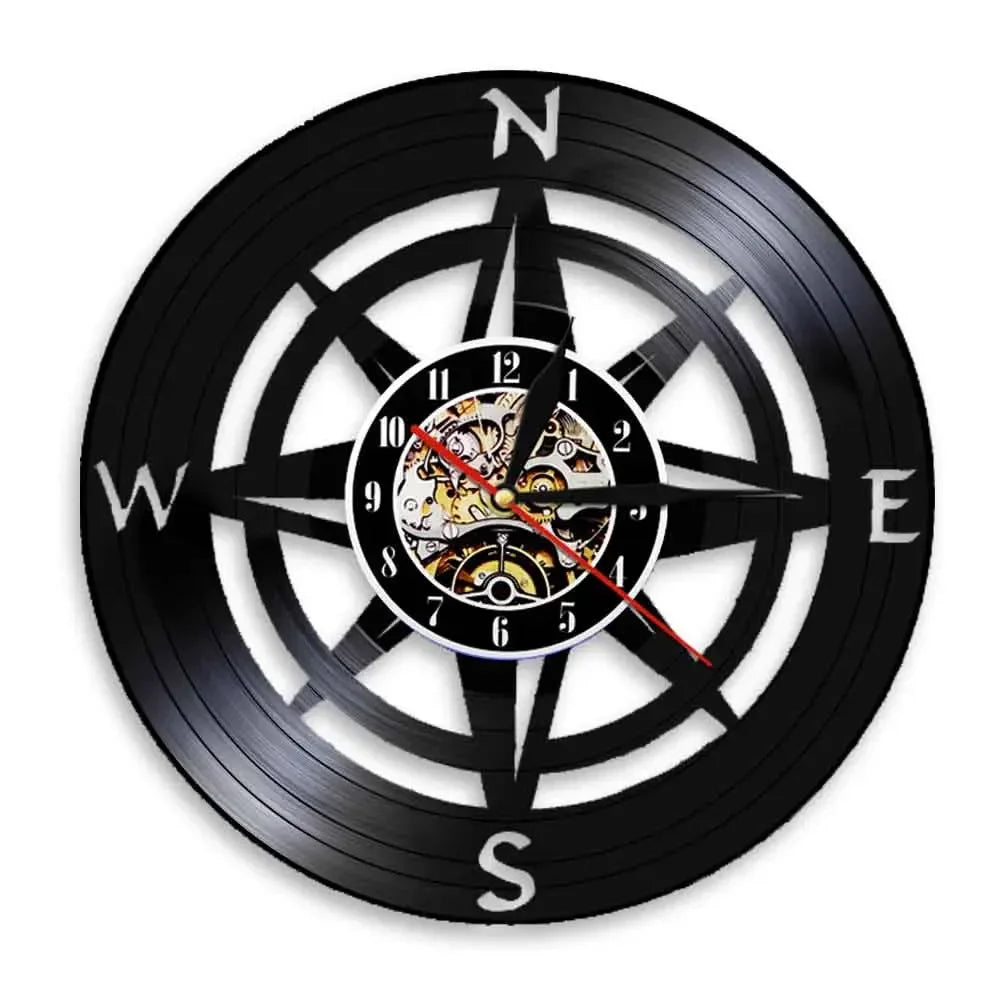 Boat Yacht Wheel Vintage Wall Clock Ship Steering Wheel Sea Conqueror Sailing Lase Cut Longplay Wall Watch Captain Voyager Gift