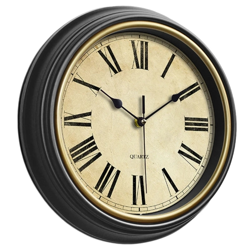 Wall Clock 12-inch Large Retro Wall Clocks Non Ticking Classical Quiet Clocks Living Room Kitchen Bedroom Office Decor A0KF