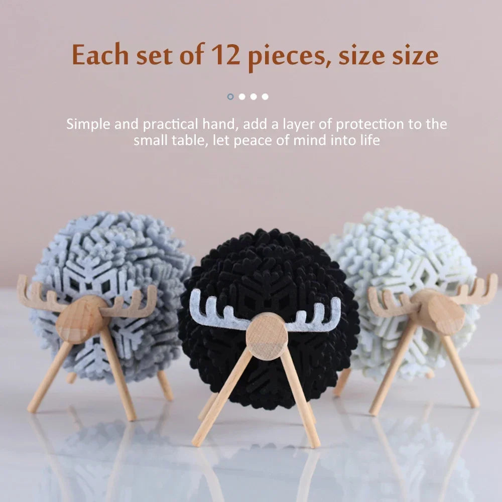 Elk Shape Drink Coasters Cup Pads Insulated Round Felt Cup Mats Creative Home Office Table Decoration Art Crafts Christmas Gift