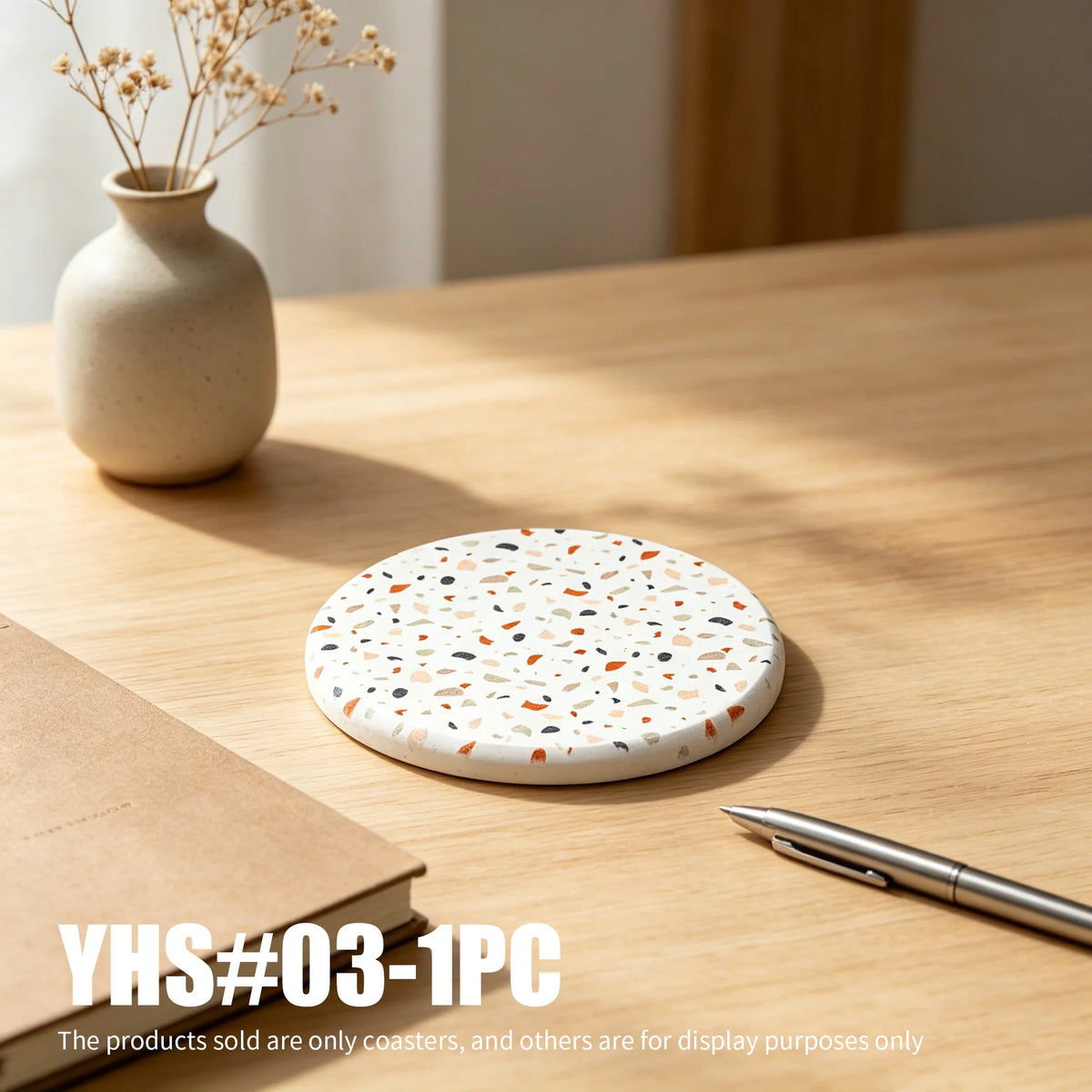 1pc Diatomite Stone Coasters, Quick-Dry Absorbent Non-Slip Cup Mat, Sweat-Proof Heat-Resistant, Desk Kitchen Aesthetic Decor