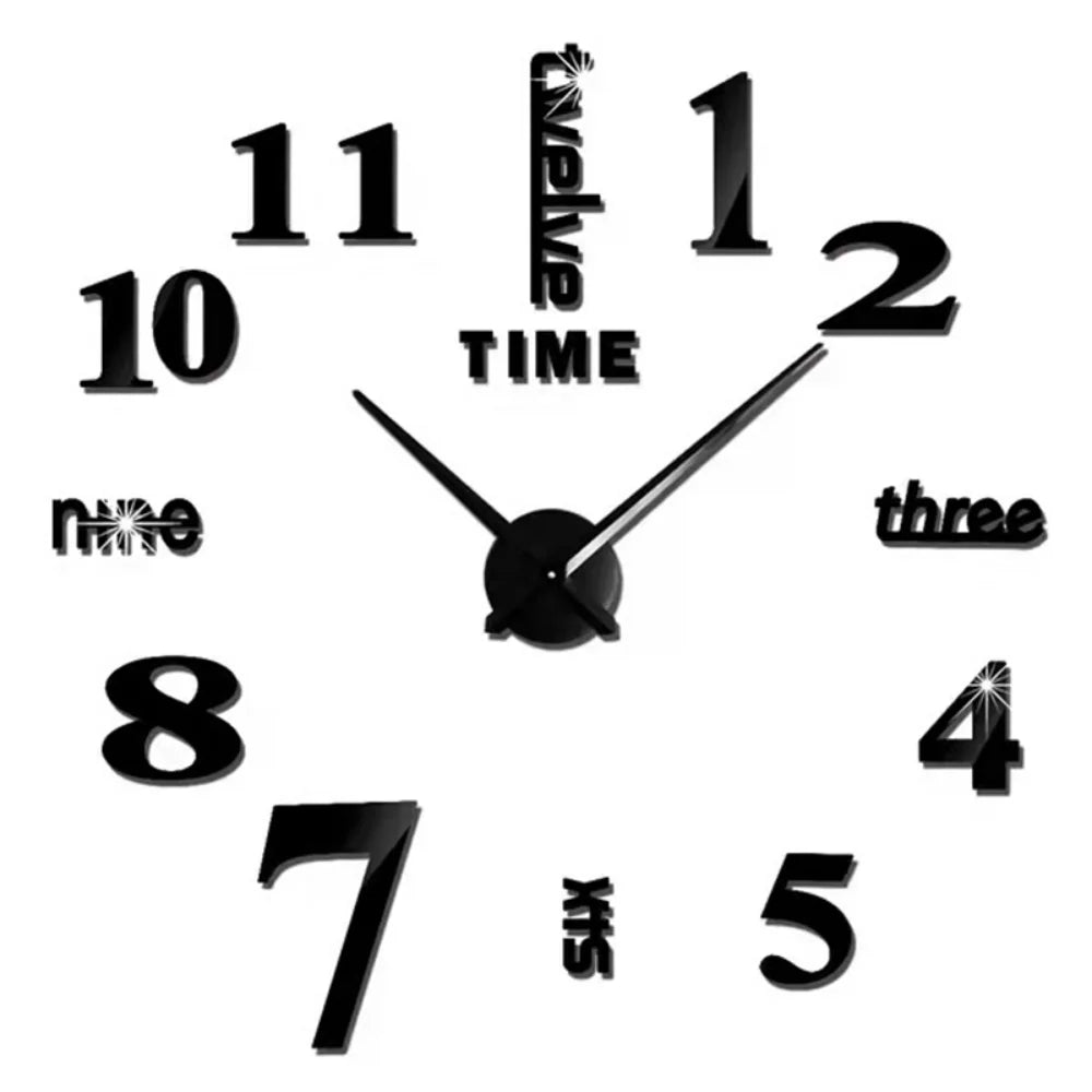 2026 Modern Design Large Wall Clock 3D DIY Quartz Clocks Fashion Watches Acrylic Mirror Stickers Living Room Home Decor Horloge