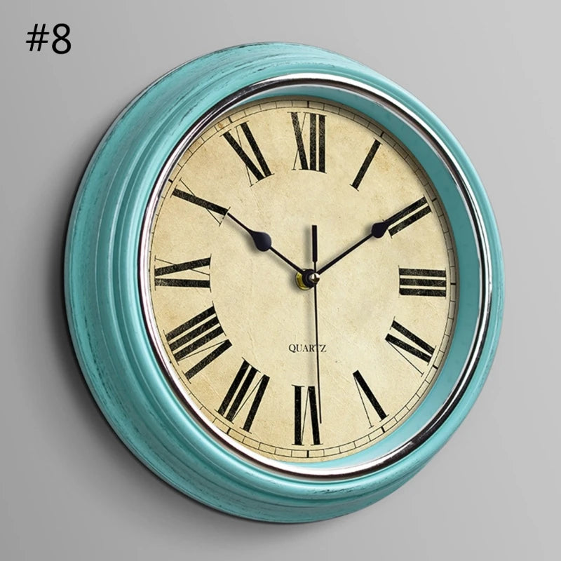 Wall Clock 12-inch Large Retro Wall Clocks Non Ticking Classical Quiet Clocks Living Room Kitchen Bedroom Office Decor A0KF