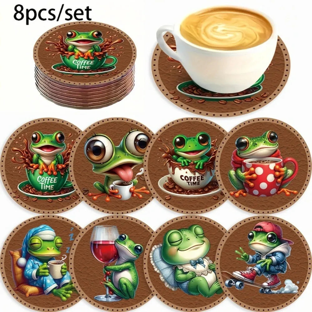 6/8Pcs/set Wooden Placemat Set Design Circular Gathering Family Party Desktop Decoration Wooden Crafts Home Table Linen Coaster