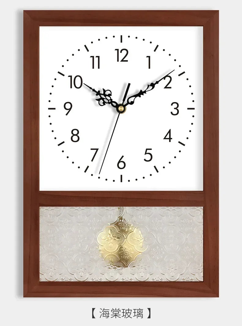 Japanese Retro Solid Wood Clock Household Living Room Bedroom Square Art Table Decoration Rocking Wall Clock Home Decoration