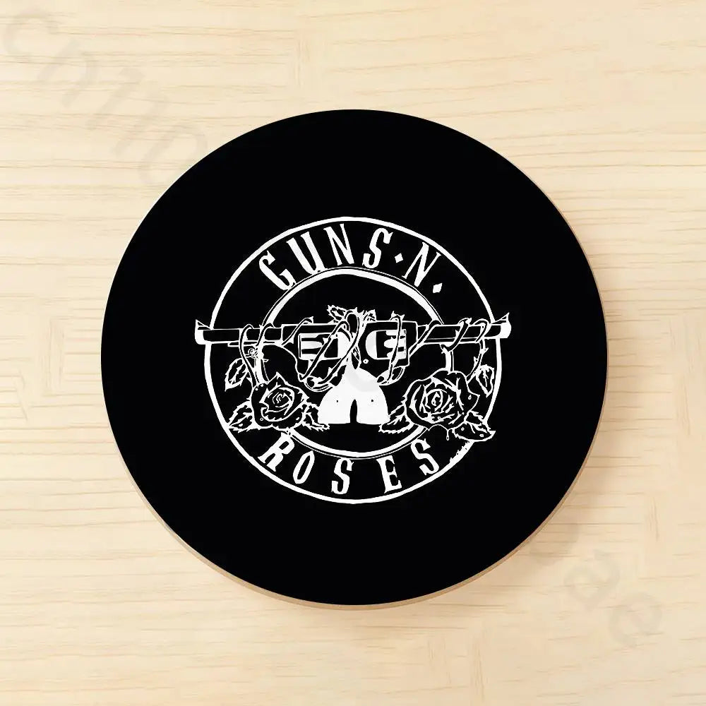 Band G-Guns N Roses Wooden Cup Coaster Tea Coffee Beverage Colour Printing Cup Mat Home Restaurant Decorations