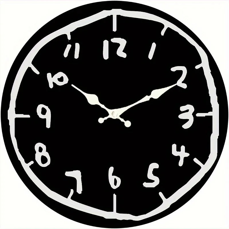 1Pc 20/30/40cm Wooden Silent Hanging Wall Clock for Living Room Office Study Room Bedroom Home Decor Creative Hand Drawing Clock