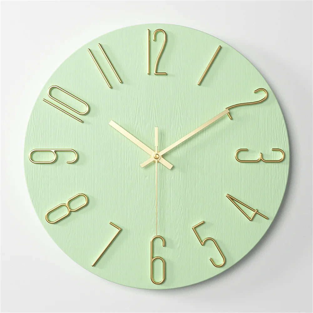 Decorative Plastic Gold Large Number Wall Clock 30cm Blue Coffee White Black Green Decoration Kitchen Modern Design Wall Hanging