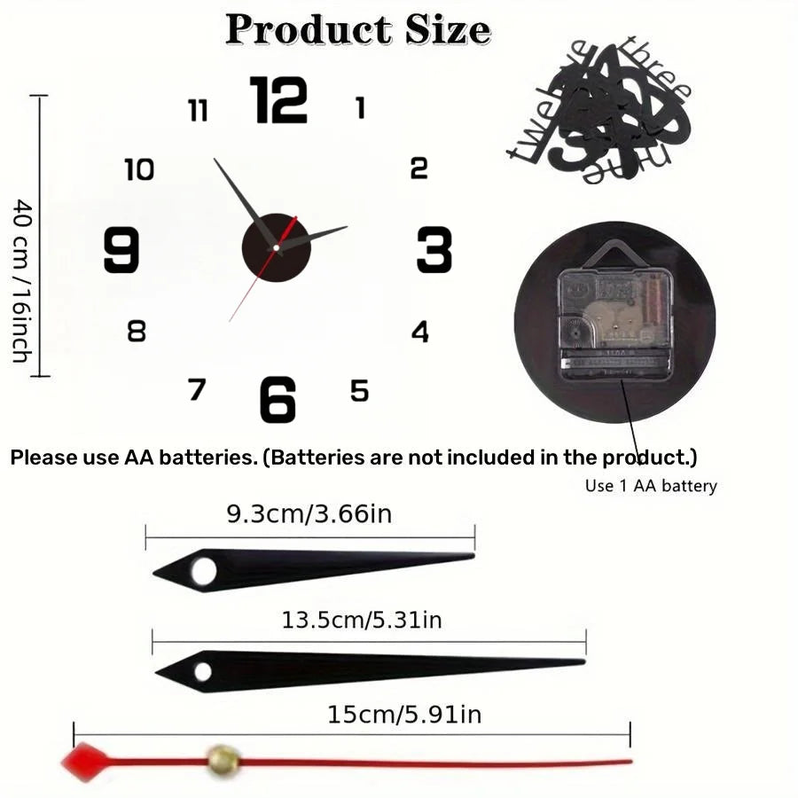 2026 Modern Design Large Wall Clock 3D DIY Quartz Clocks Fashion Watches Acrylic Mirror Stickers Living Room Home Decor Horloge