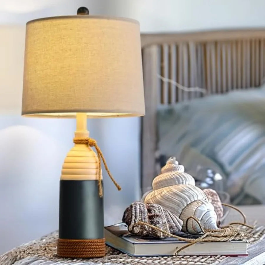 23.75" Table Lamp for Bedroom Bedside Table Lamp for Living Room Farmhouse Lamp for Nightstand Modern Coastal Nautical Lamp Dec