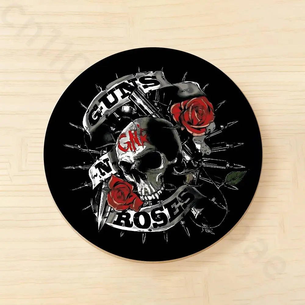 Band G-Guns N Roses Wooden Cup Coaster Tea Coffee Beverage Colour Printing Cup Mat Home Restaurant Decorations