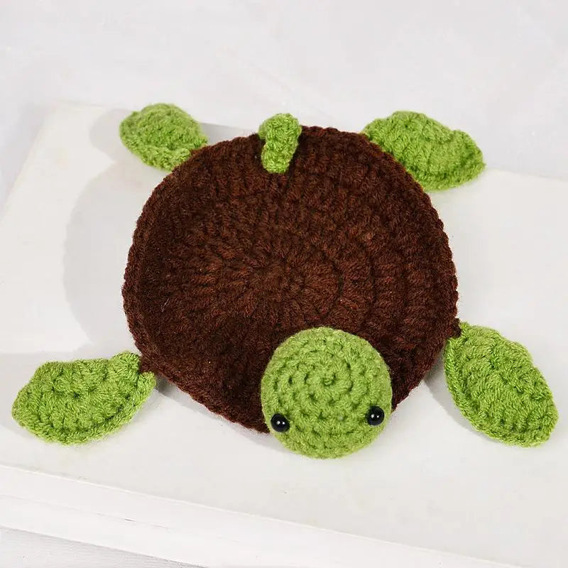 Handmade Crochet Turtle Coaster, Fun Animal Mug Rug, Creative Knitting Housewarming Gift, Home Decor, Gift For Daughter, Mom
