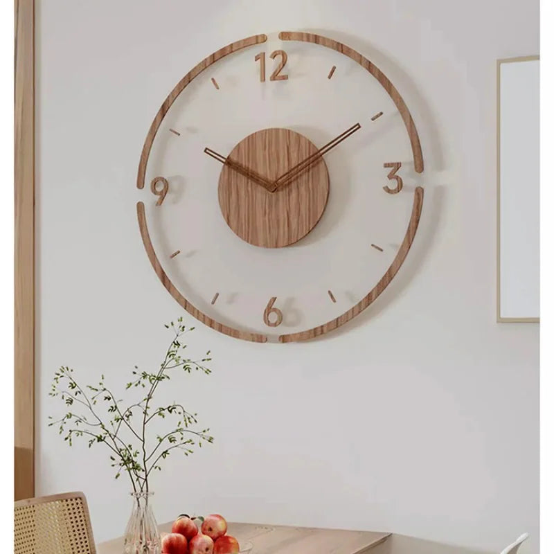 Fashion Clock Wall Clock living room decoration Solid Wood Creative Silent Nordic Simple Quartz Clock Luxury Wall Watch decor