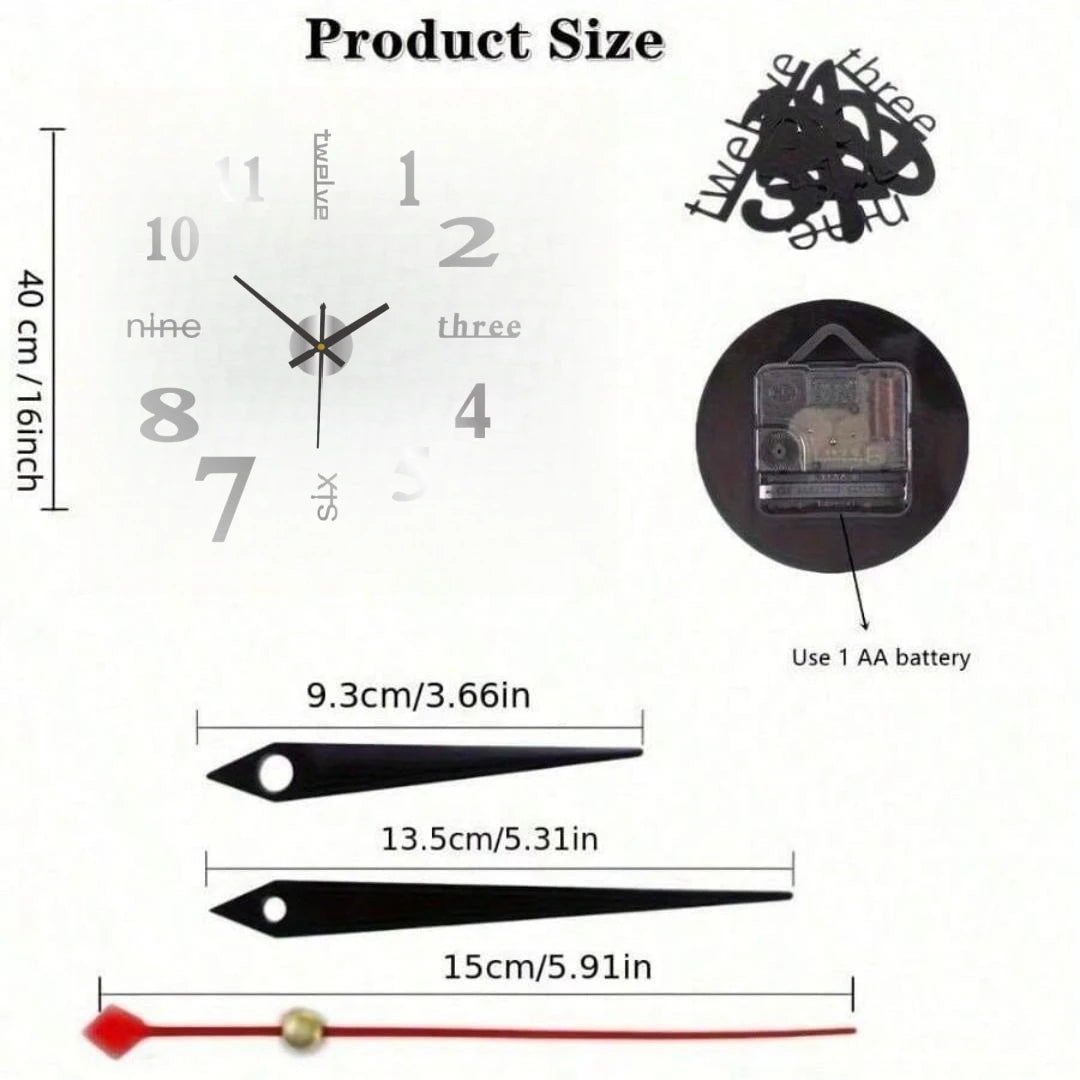 NEW Modern Design Large Wall Clock 3D DIY Quartz Clocks Fashion Watches Acrylic Mirror Stickers Living Room Home Decor Horloge