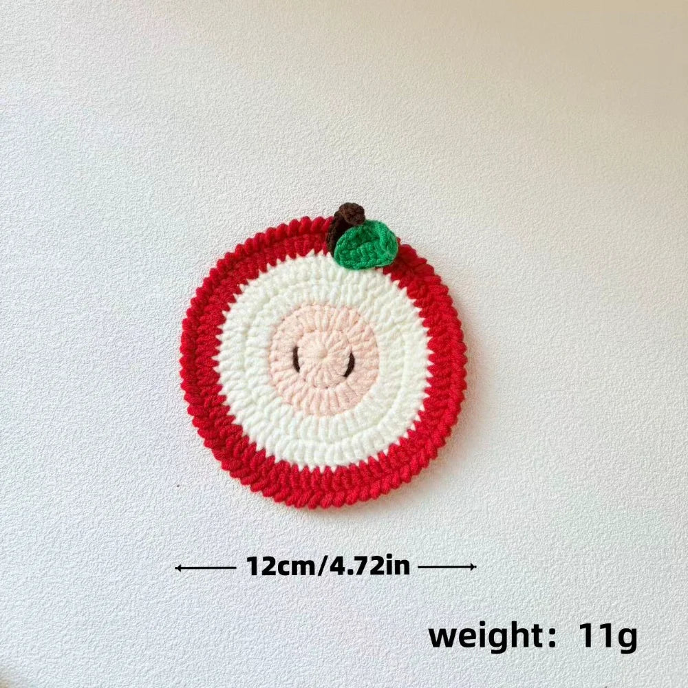 Yarn Crochet Fruit Coasters Fruit Shaped Heat Insulating Fruit Cup Coasters Soft Lightweight Handmade Crochet
