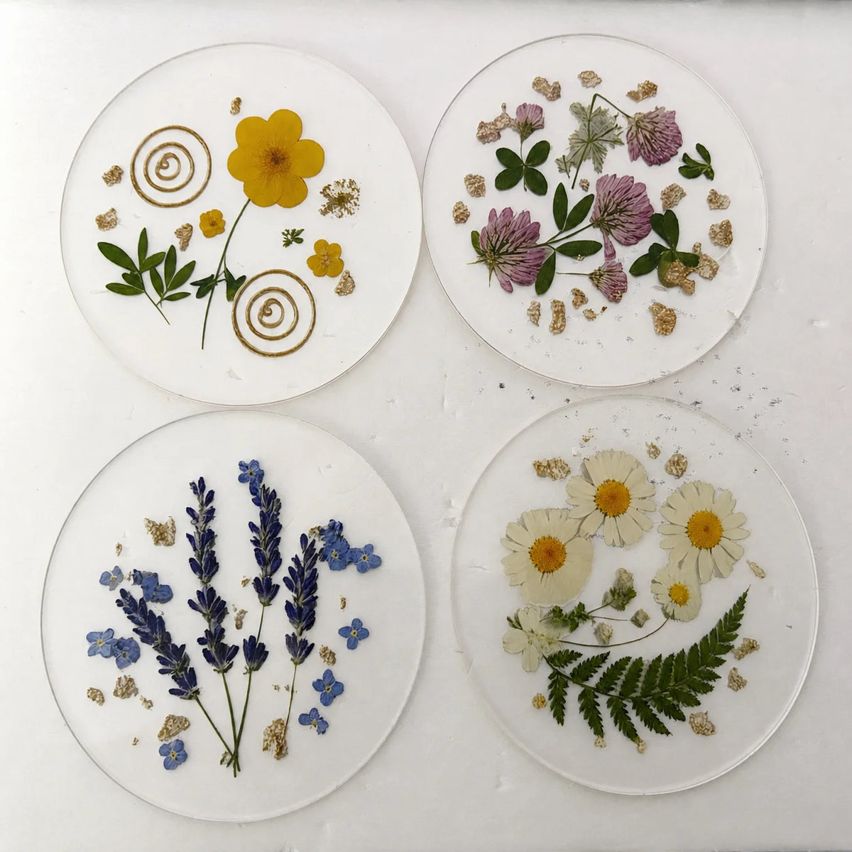 Pressed Flower Acrylic Coaster, Printed With Flowers, Suitable For Table Decoration And Women'S Birthday Gifts
