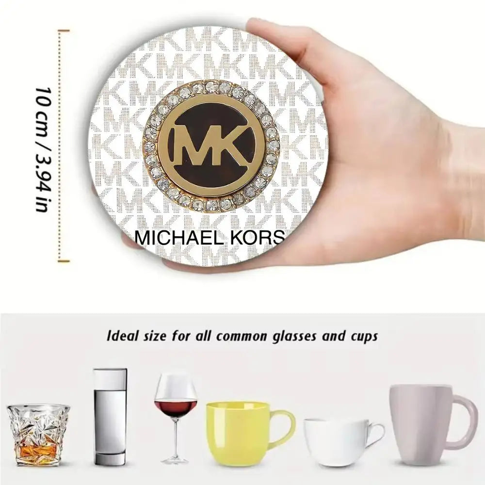 M-Michaels-Fashion-Kors Coasters 10cm Round Wooden Suitable For Drinks Tea Coffee Home Gift Choice Holidays