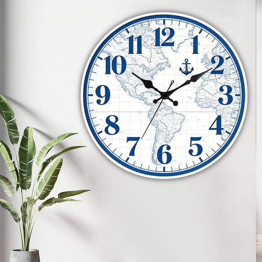 World Map Pattern Clock Suitable for Home And College Decor Unique Wall Art Timepiece - Unique Finds Market LLC