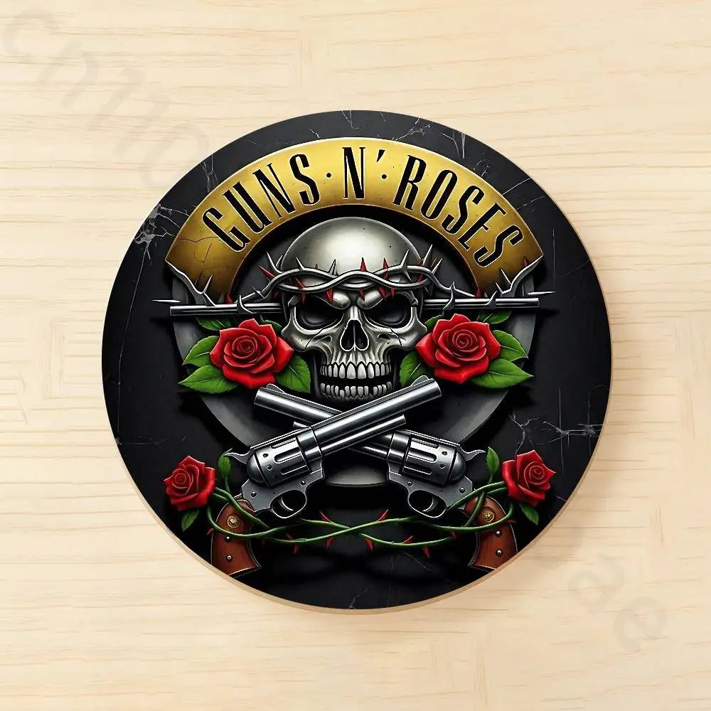 Band G-Guns N Roses Wooden Cup Coaster Tea Coffee Beverage Colour Printing Cup Mat Home Restaurant Decorations