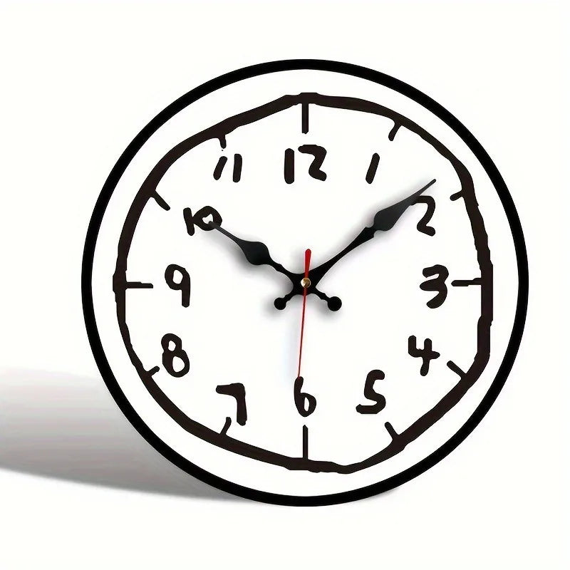 1Pc 20/30/40cm Wooden Silent Hanging Wall Clock for Living Room Office Study Room Bedroom Home Decor Creative Hand Drawing Clock