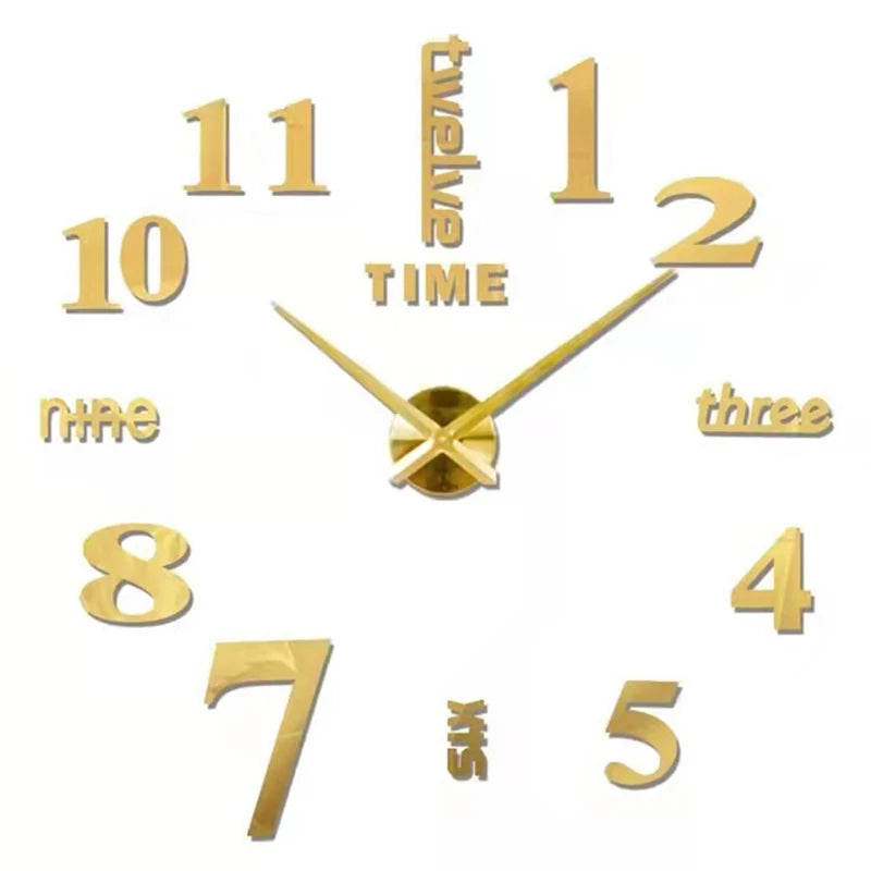 2026 Modern Design Large Wall Clock 3D DIY Quartz Clocks Fashion Watches Acrylic Mirror Stickers Living Room Home Decor Horloge