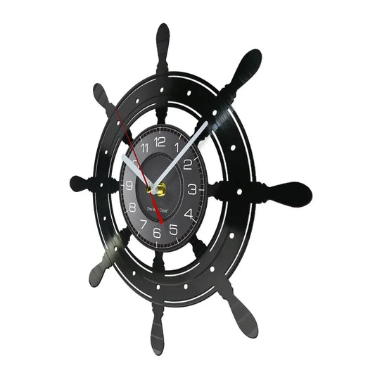 Boat Yacht Wheel Vintage Wall Clock Ship Steering Wheel Sea Conqueror Sailing Lase Cut Longplay Wall Watch Captain Voyager Gift - Unique Finds Market LLC