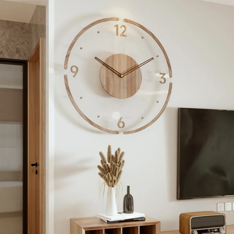 Fashion Clock Wall Clock living room decoration Solid Wood Creative Silent Nordic Simple Quartz Clock Luxury Wall Watch decor