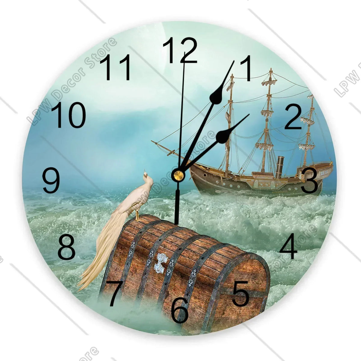 Sea Beach Sailing CloudsWall Clock Home Decor Bedroom Silent Wall Digital Clock Wall Clock Modern Design