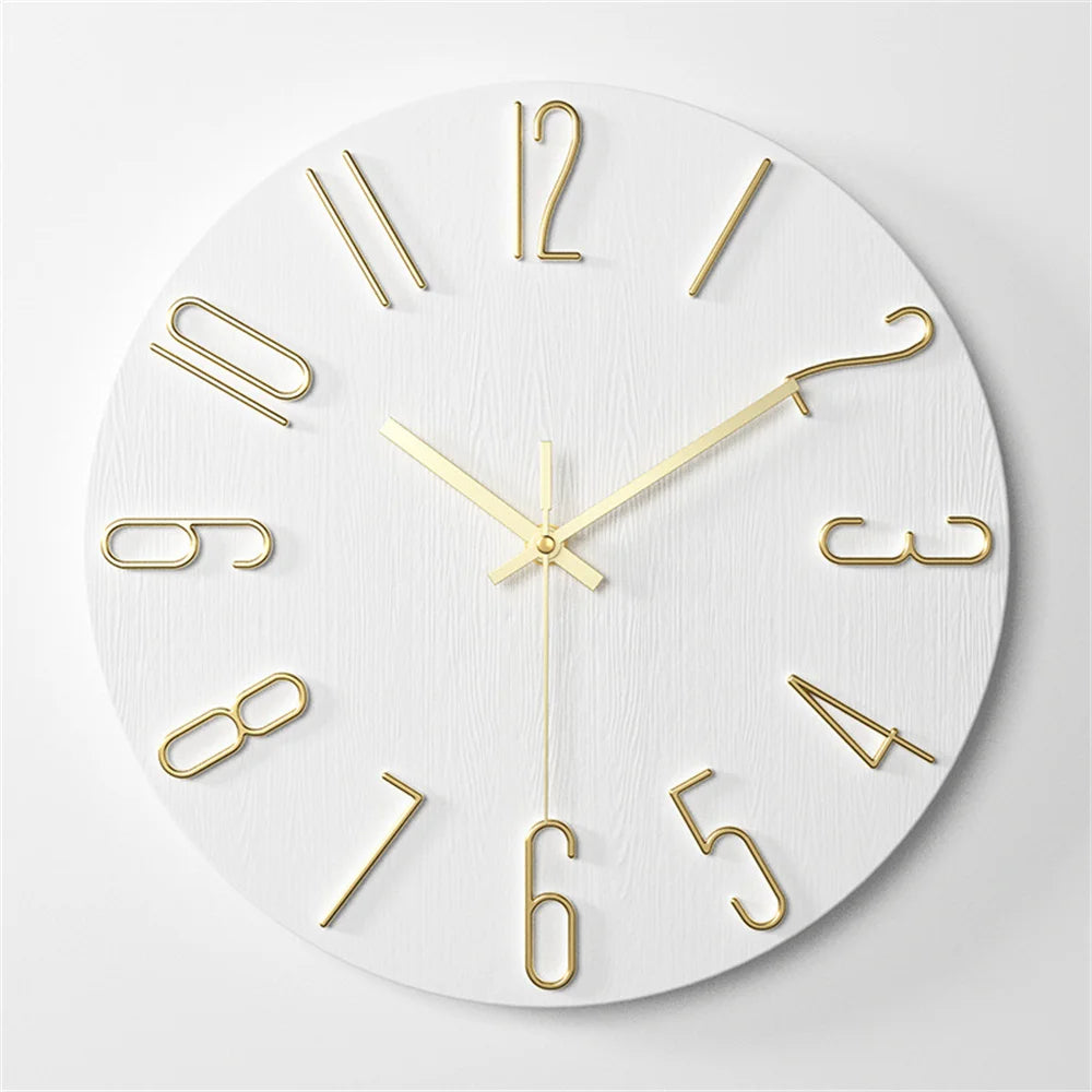 Decorative Plastic Gold Large Number Wall Clock 30cm Blue Coffee White Black Green Decoration Kitchen Modern Design Wall Hanging