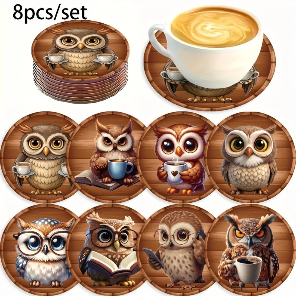6/8Pcs/set Wooden Placemat Set Design Circular Gathering Family Party Desktop Decoration Wooden Crafts Home Table Linen Coaster