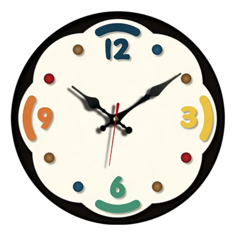 1Pc 20/30/40cm Wooden Silent Hanging Wall Clock for Living Room Office Study Room Bedroom Home Decor Creative Hand Drawing Clock