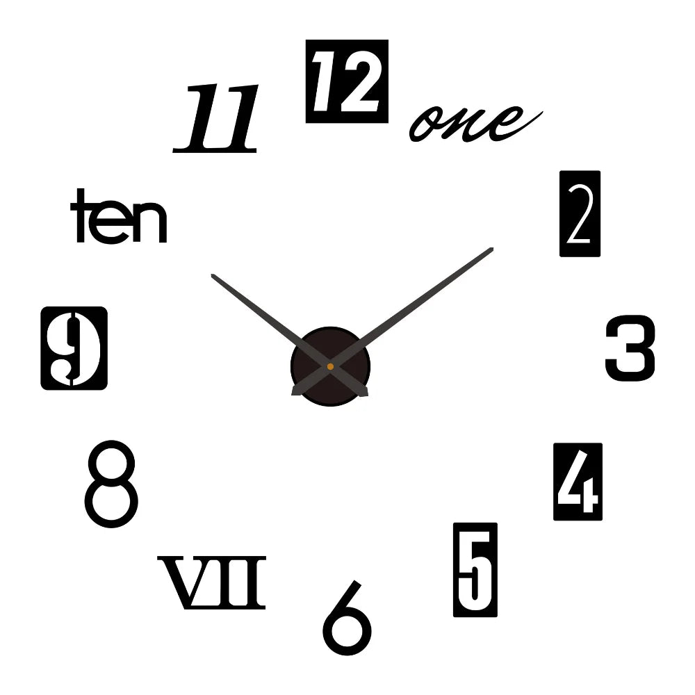 2026 Modern Design Large Wall Clock 3D DIY Quartz Clocks Fashion Watches Acrylic Mirror Stickers Living Room Home Decor Horloge