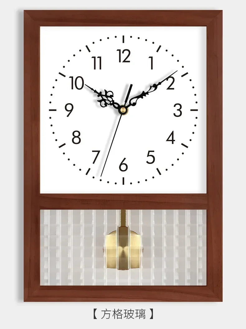 Japanese Retro Solid Wood Clock Household Living Room Bedroom Square Art Table Decoration Rocking Wall Clock Home Decoration