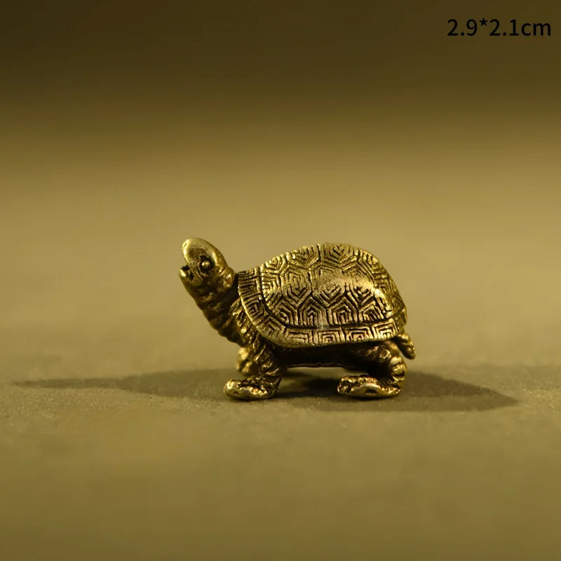 Pure Copper Turtle Statue Vintage Brass Tortoise Figurines Desktop Feng Shui Ornament Miniatures Antique Tea Pet Crafts Gifts