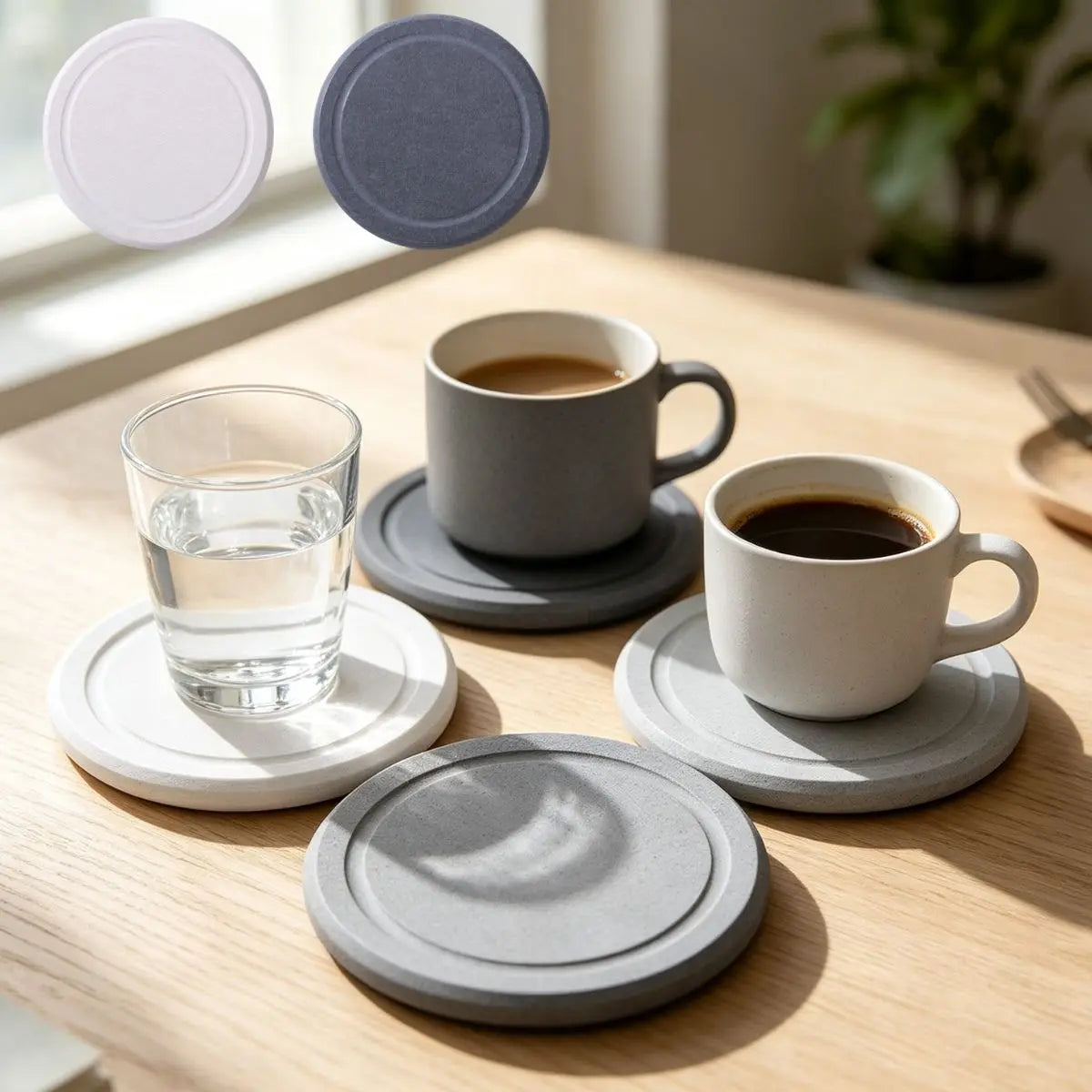 Absorbent Diatomaceous Earth Coasters 3.5Inch Round Grooved Instant Dry Diatomite Drink Coasters Suitable for Drink Cup