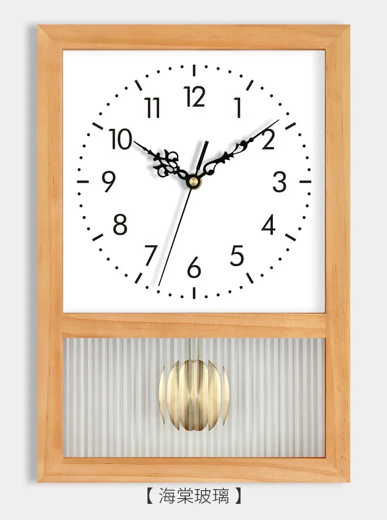 Japanese Retro Solid Wood Clock Household Living Room Bedroom Square Art Table Decoration Rocking Wall Clock Home Decoration