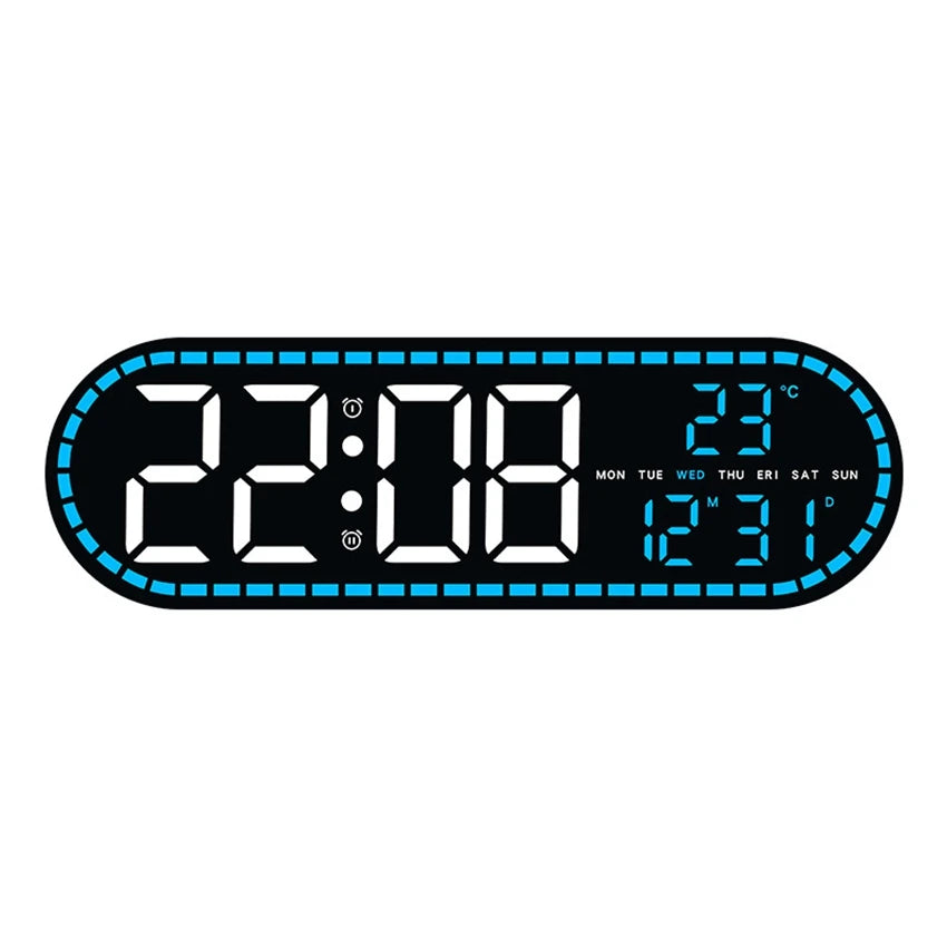 Large Digital Wall Clock Temperature and Date Week Display Electronic LED Table Alarm Clocks Brightness Adjustable 12/24H Format