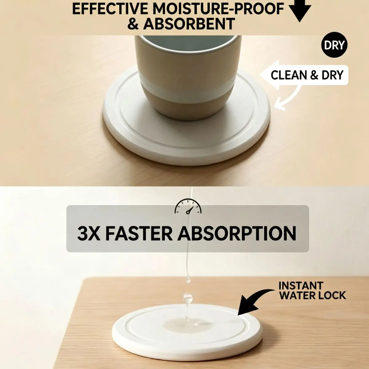 Absorbent Diatomaceous Earth Coasters 3.5Inch Round Grooved Instant Dry Diatomite Drink Coasters Suitable for Drink Cup