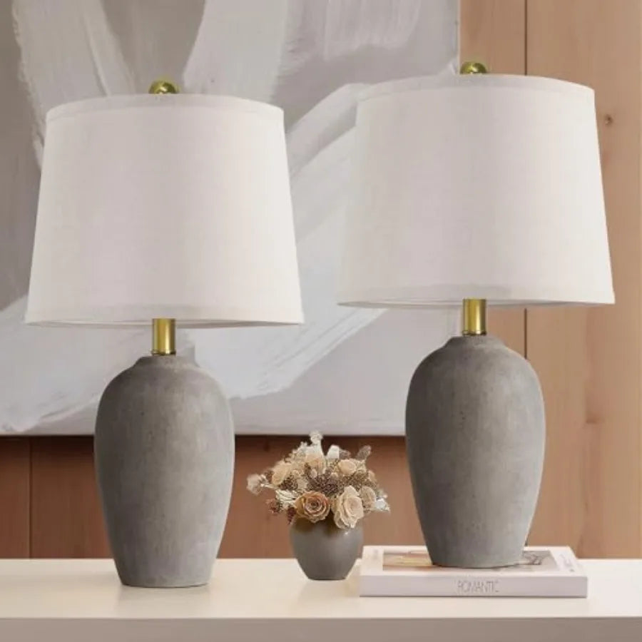 21'' Set of 2 Coastal Small Ceramic Lamps for Bedroom, Traditional Nightstand Bedside Desk Table Lamp for Living Room Office Do