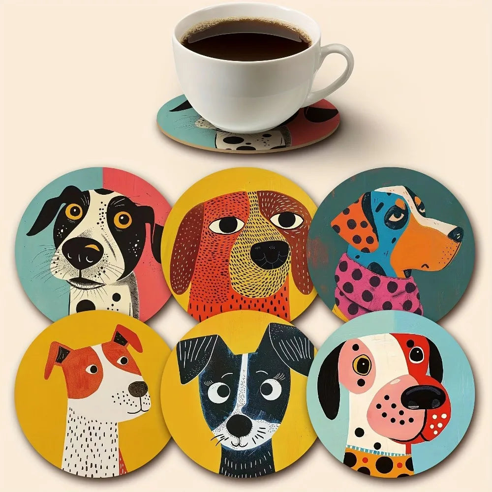 6/8Pcs/set Wooden Placemat Set Design Circular Gathering Family Party Desktop Decoration Wooden Crafts Home Table Linen Coaster