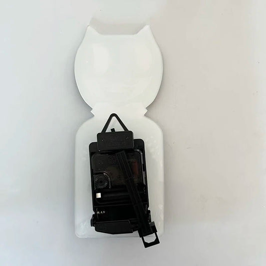 Cartoon Cat Wall Clock 2D Silent Clock Tail Swinging Cute Cat Wall Decoration Black Brief Clocks Glass Mirror Surface Decor - Unique Finds Market LLC