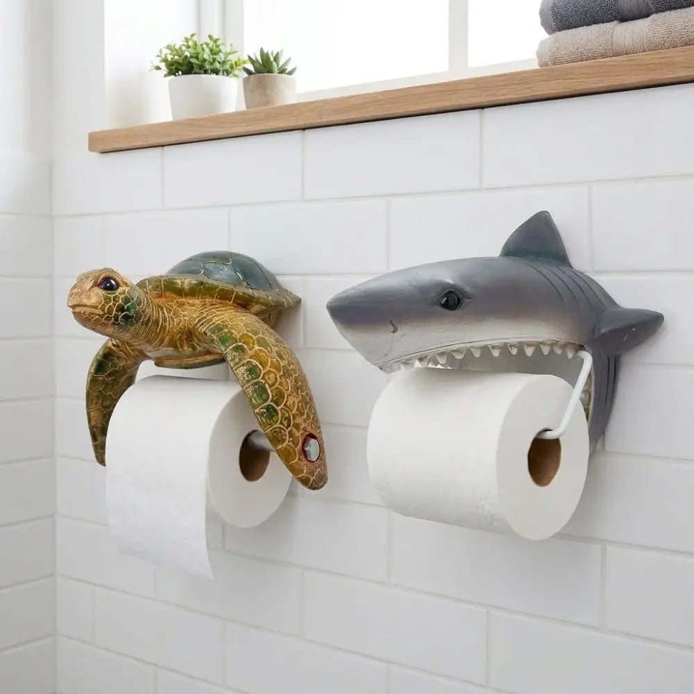 Resin Sea Turtle Toilet Paper Holder Coastal Style Cute Bathroom Tissue Holder Marine Animal Beach Themed