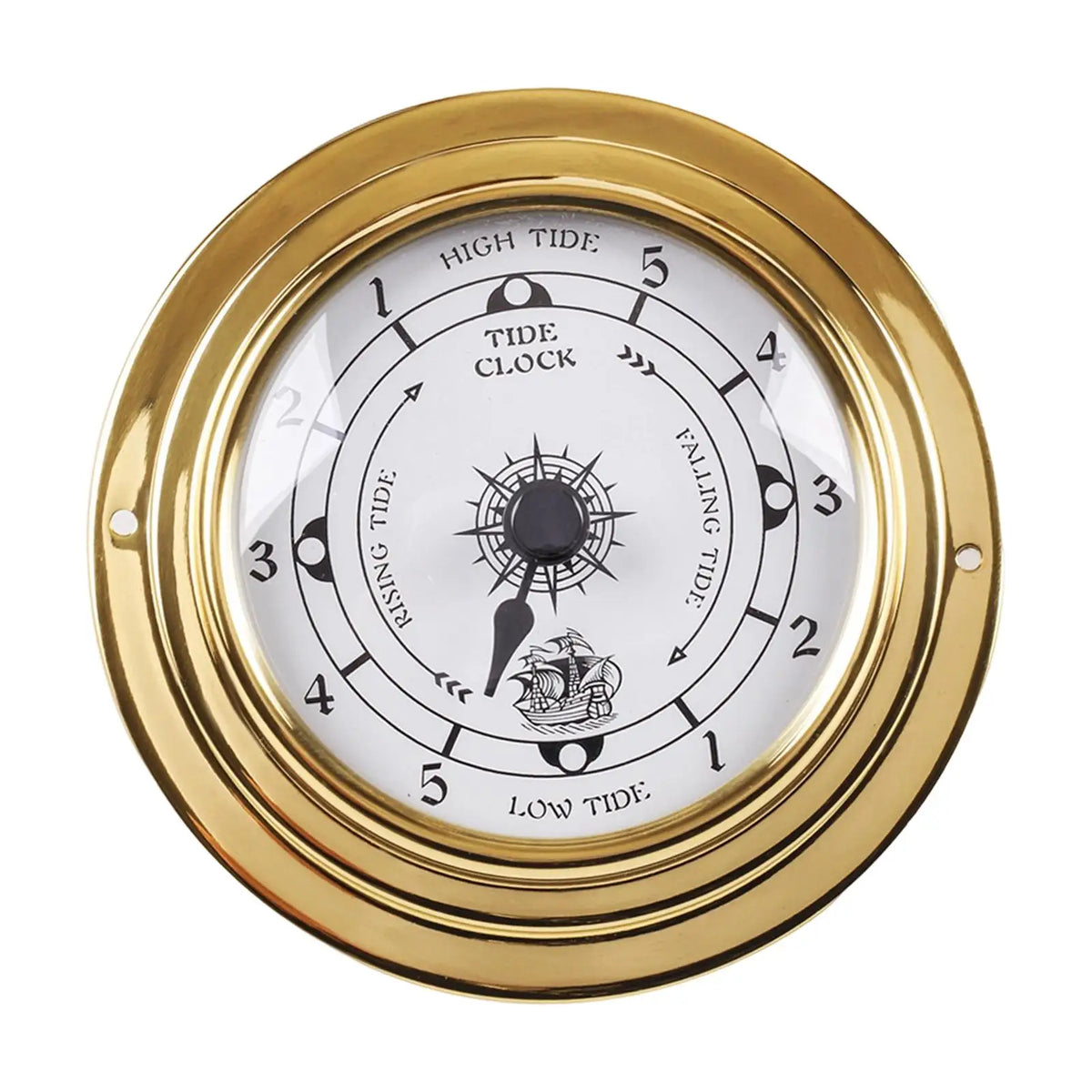 Small Nautical Wall Tide Clock Durable Brass Casing Silent Sweep for East Coast West Boat Cabin Decor