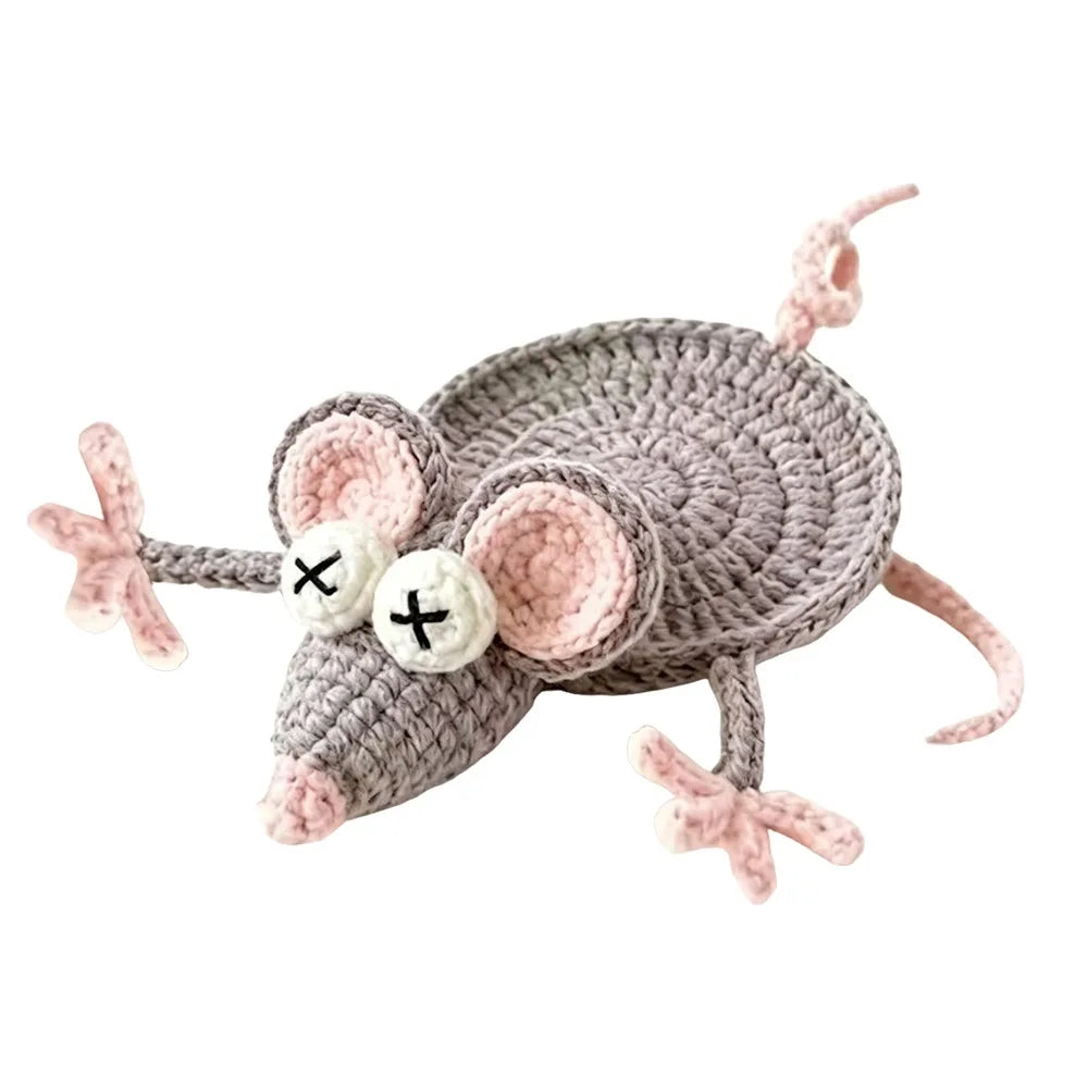 Handmade Crochet Craft Crochet Animal Coaster Soft Knitted Animal Shape Design Knitted Drink Coaster Creative Cartoon Style