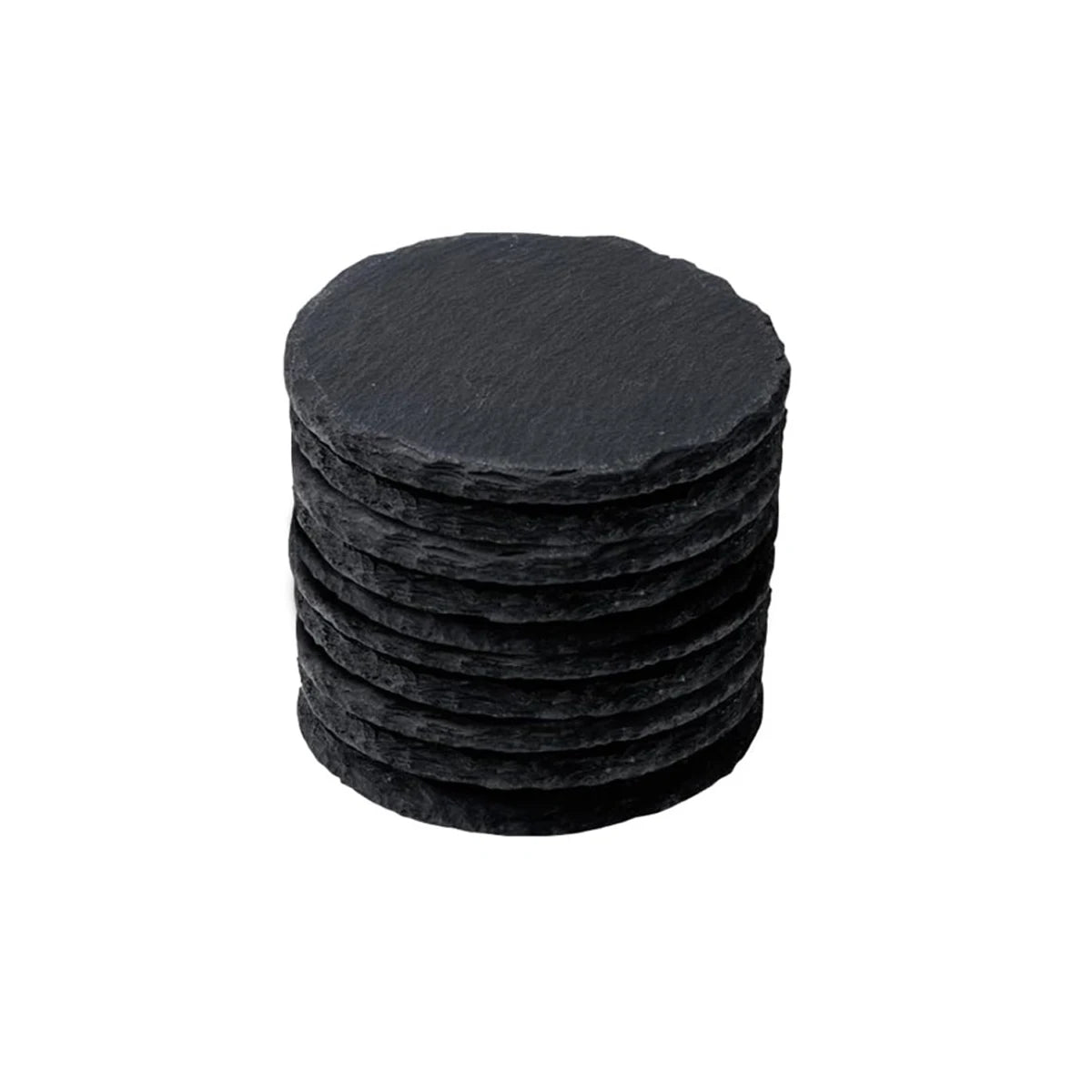 8pcs Slate Coasters Bulk - 4 Inch Square, Round, and Hexagon Handmade Black Stone Blanks for Laser Engraving and Home Decor