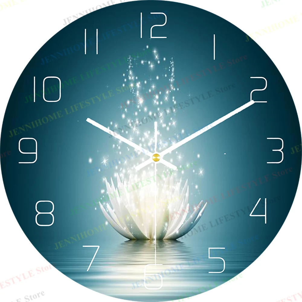 Beach Wall Clock Wall Art Clock Luxury Marble Watch Wall Mount Mechanic Clock Frameless Clock Wall Decor for Living Room Kitchen