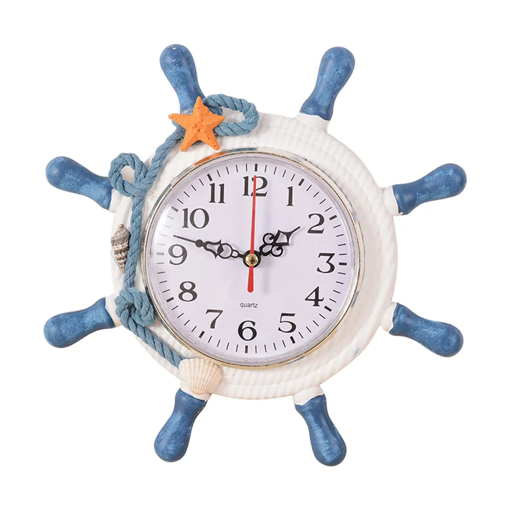 Maritime Decorative Time Clock Kid Timer Nautical Beach Wheel Wall Clock Household Supplies Watch Clock for Kids