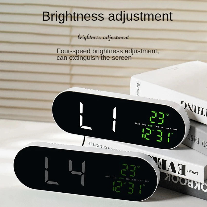 Large Digital Wall Clock Temperature and Date Week Display Electronic LED Table Alarm Clocks Brightness Adjustable 12/24H Format