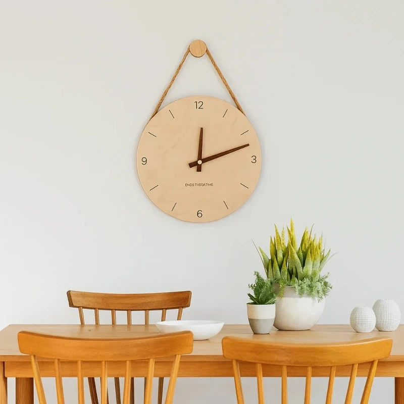 1Pc 25/30cm Round Solid Wood Hanging Clock Nordic Style Creative Home DIY Decoration Wall Clocks for Living Room Bedroom Kitchen
