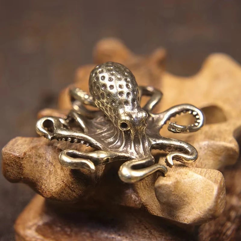 New Antique Octopus Home Decoration Brass Copper Animal Figurines Miniatures Desk Ornament Accessories Creative Table Craft