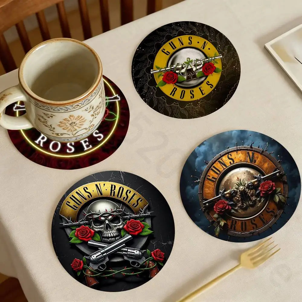 Band G-Guns N Roses Wooden Cup Coaster Tea Coffee Beverage Colour Printing Cup Mat Home Restaurant Decorations